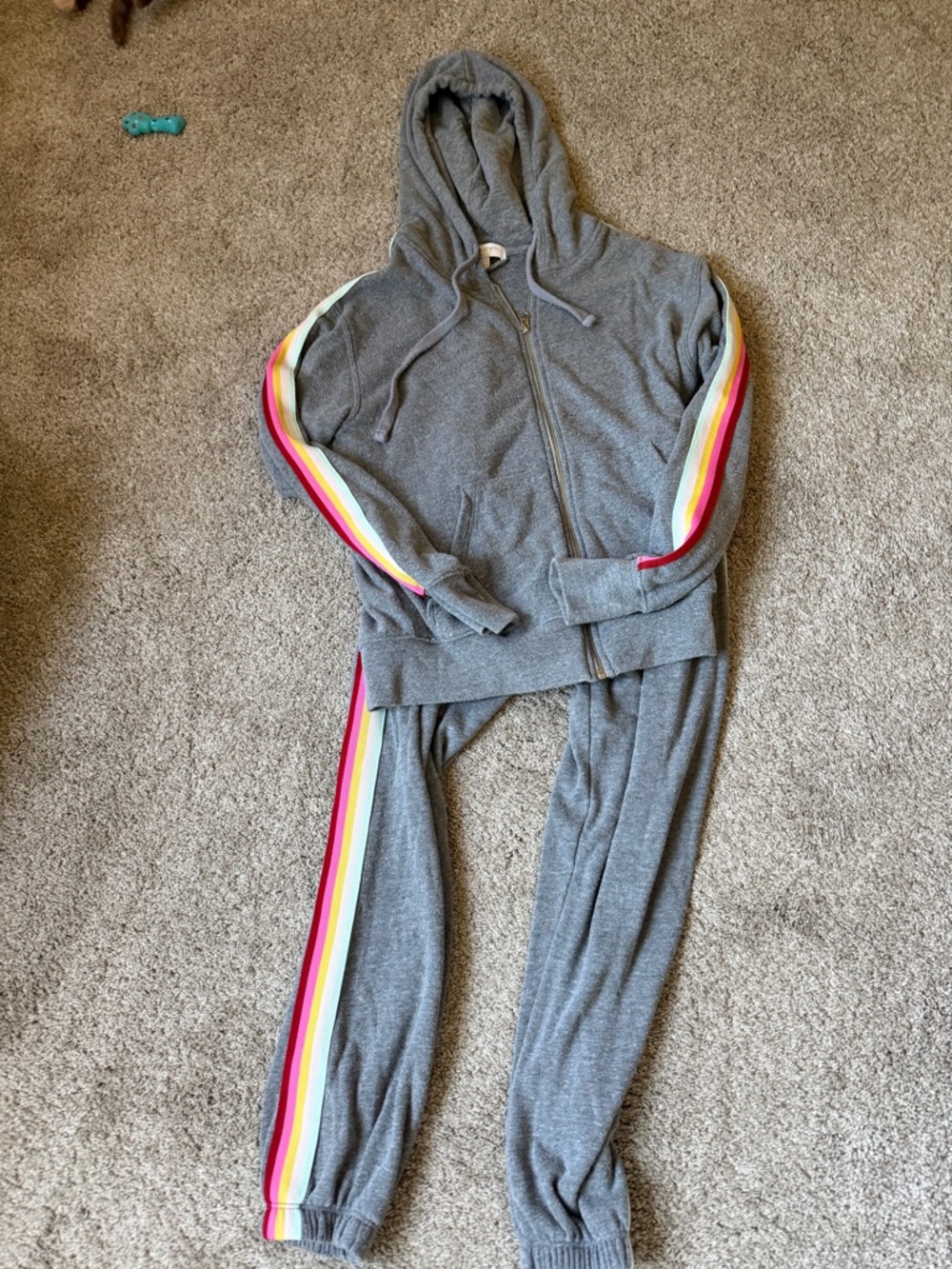 Spiritual Gangster Gray Hoodie & Jogger Set with Rainbow Stripe